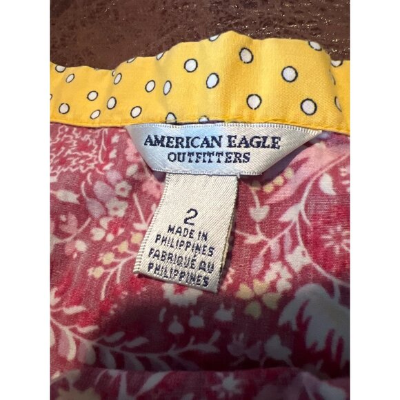 American Eagle Outfitters Multicolor Floral & Plaid Tiered Skirt Sz 2 Y2K Boho - Picture 4 of 6